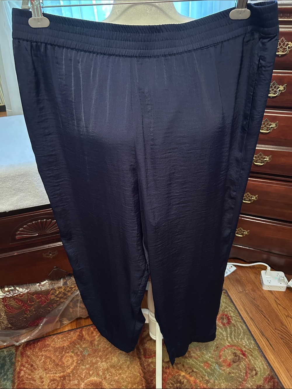 Vince Camuto Navy Elastic-Waist Pull-On Pants